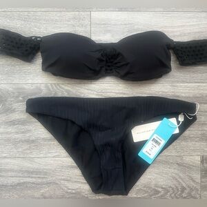 Beach Bunny Black Two-Piece Bikini Set - Presley Bandeau Top & Hipster Bottoms
